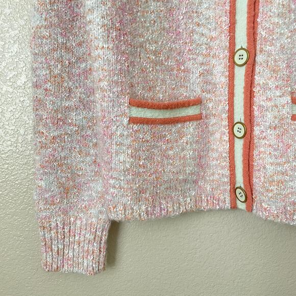 J. Crew Cardigan Womens Small Orange Pink Marled Sweater Lady Jacket Academia - Picture 5 of 11